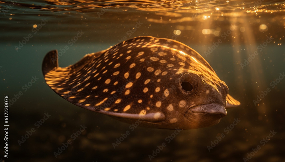 Multi colored sea life swims below the coral reef in the Red Sea generated by AI