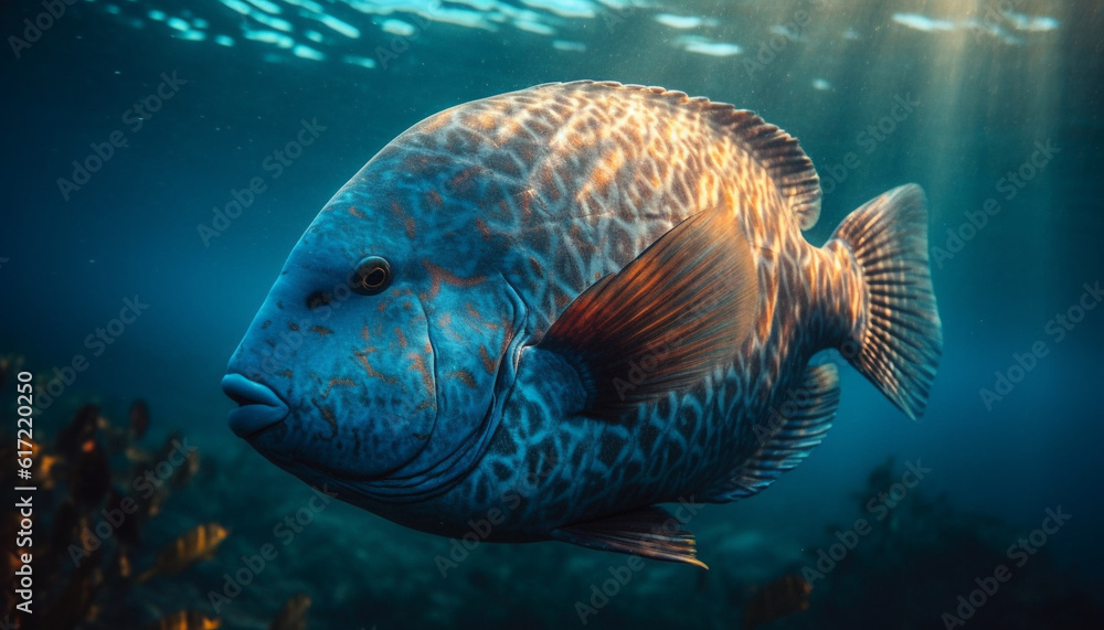 Colorful fish swim in the beautiful underwater reef of Red Sea generated by AI