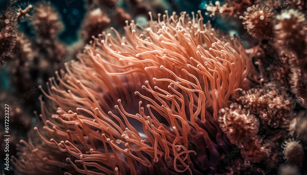 Colorful underwater seascape showcases natural beauty of tropical reef life generated by AI