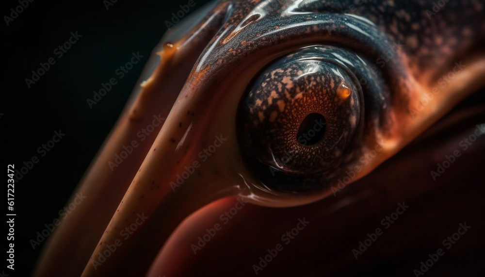 Blue animal eye reflects elegance and beauty in nature underwater generated by AI