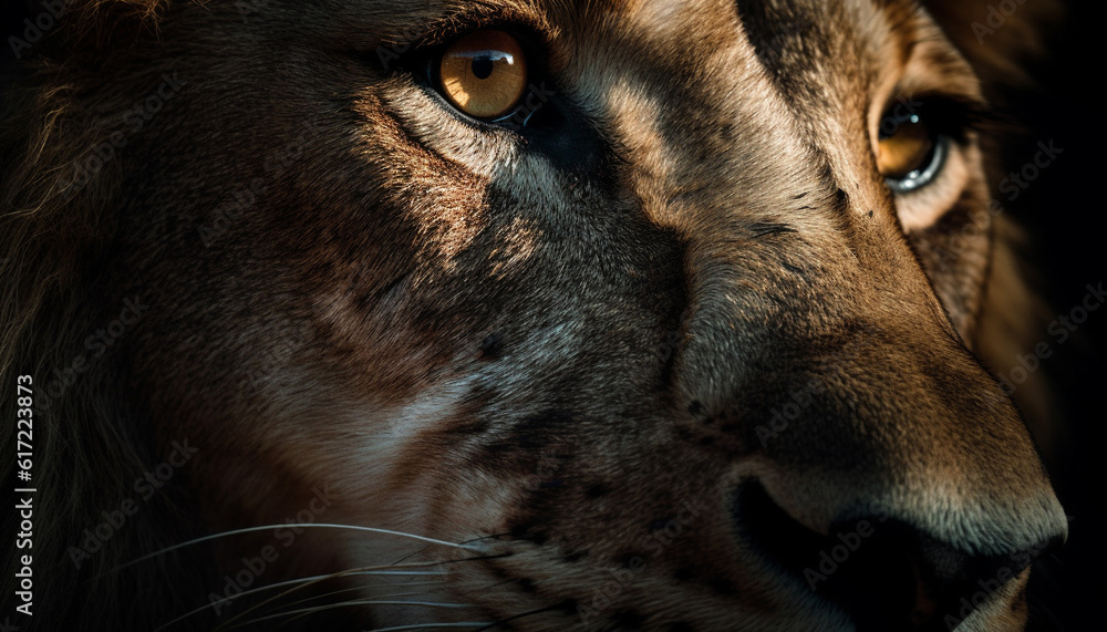 Staring feline, close up portrait of a cute domestic cat generated by AI