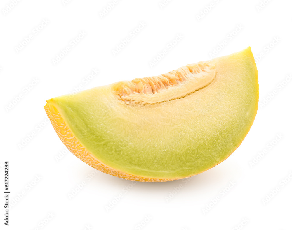 Piece of sweet melon on white background