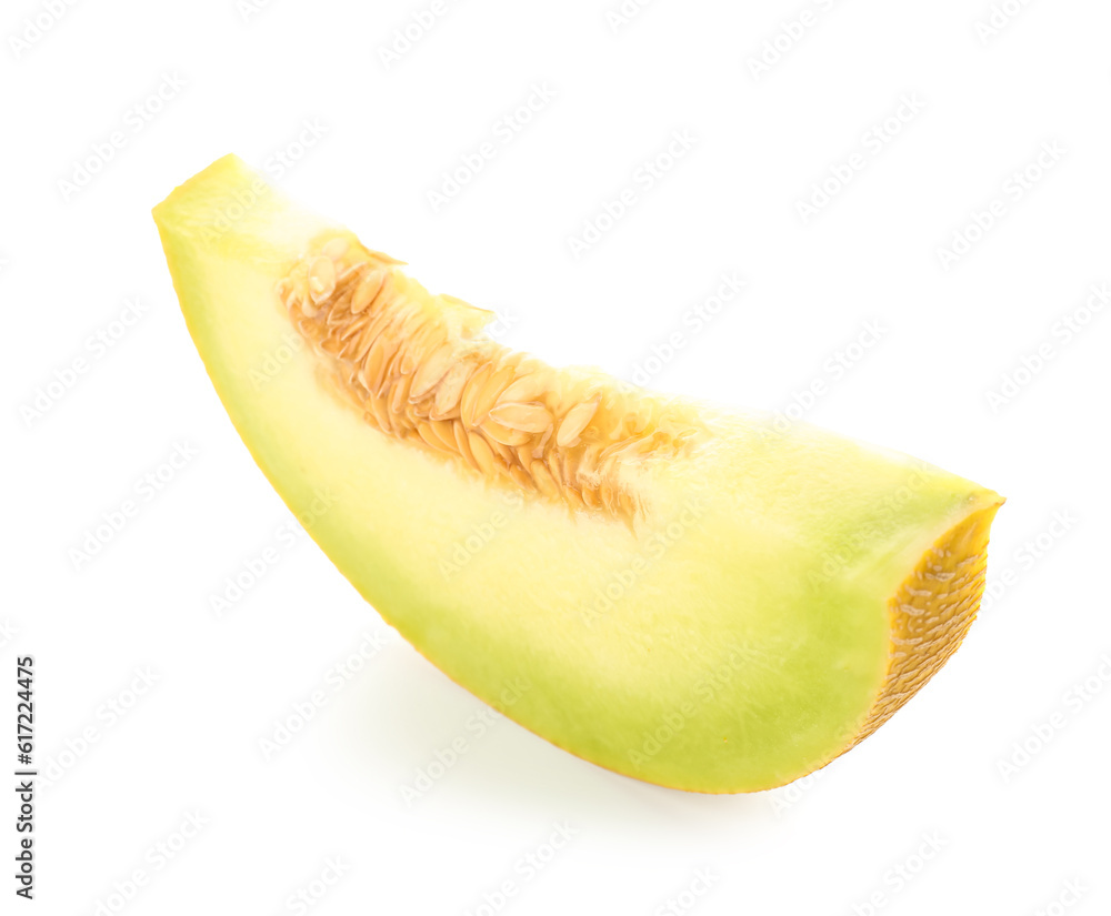 Piece of sweet melon on white background