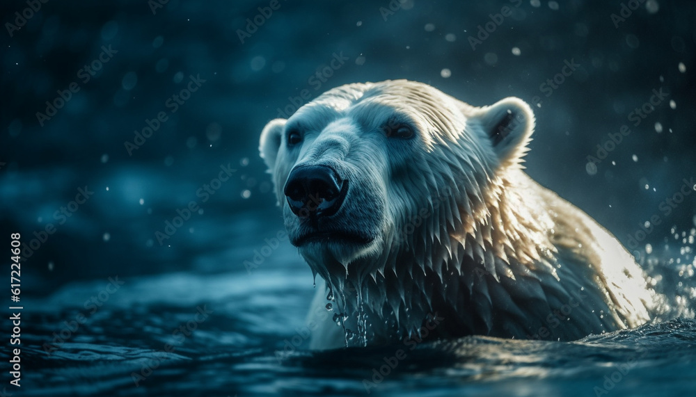 Arctic mammal portrait cute fur close up, tranquil scene, selective focus generated by AI