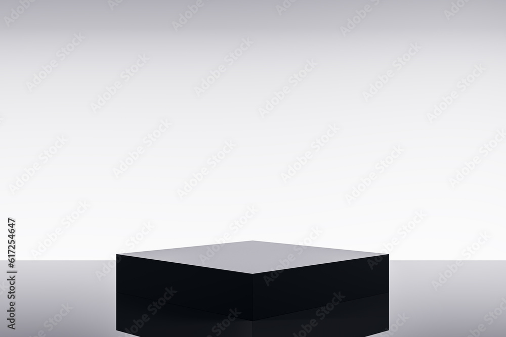 Empty pedestal on light background with mock up place. Product placement concept. 3D Rendering.