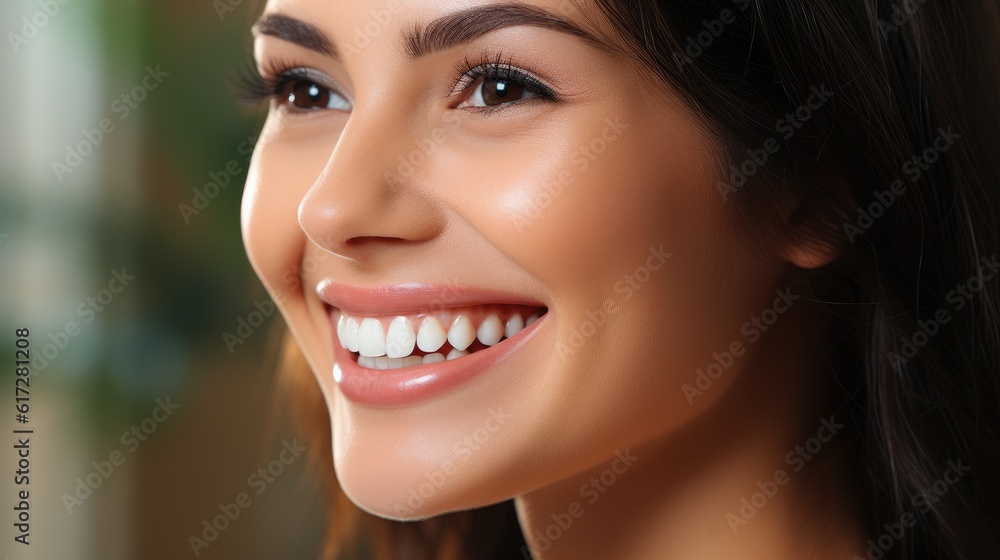 Beautiful woman with healthy teeth, Young woman laughing.