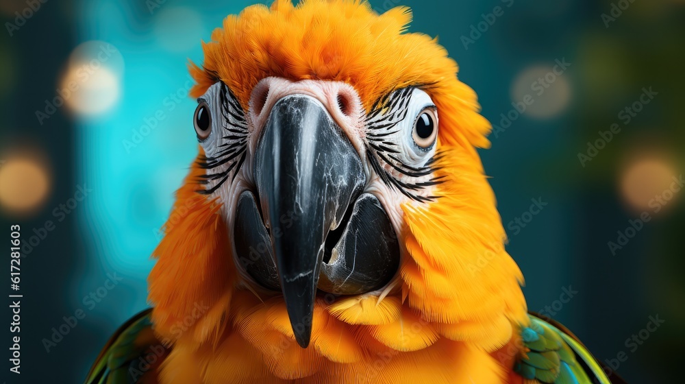 Portrait of Blue and Yellow Macaw, Hyacinth macaw parrot.