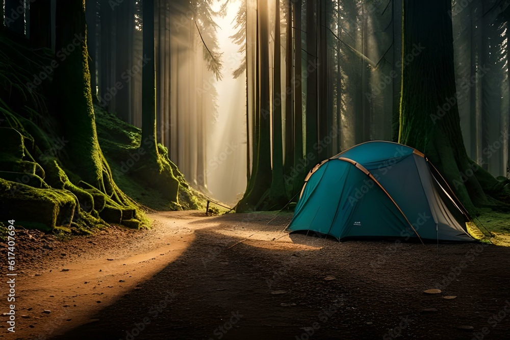 tent in the woods