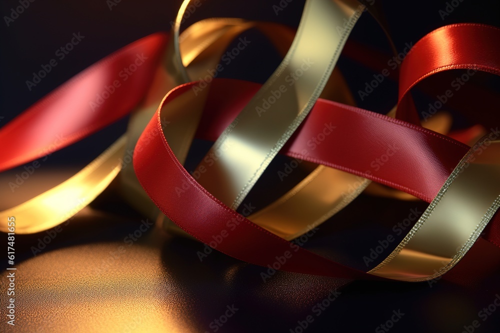 colored ribbon close up. generated by AI.