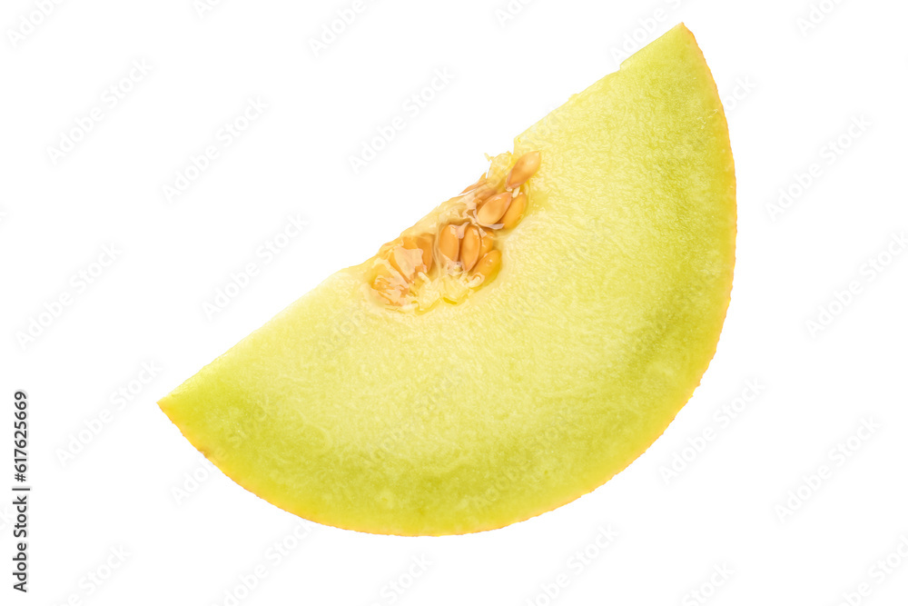 Piece of sweet melon on white background