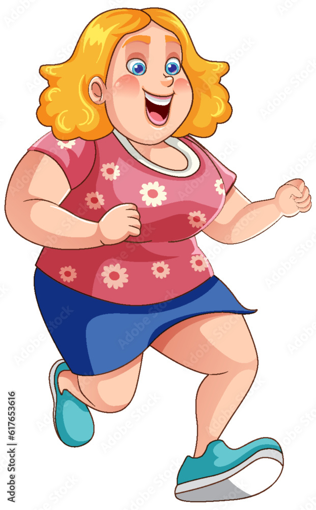 Chubby Woman Doing Exercise for Her Health