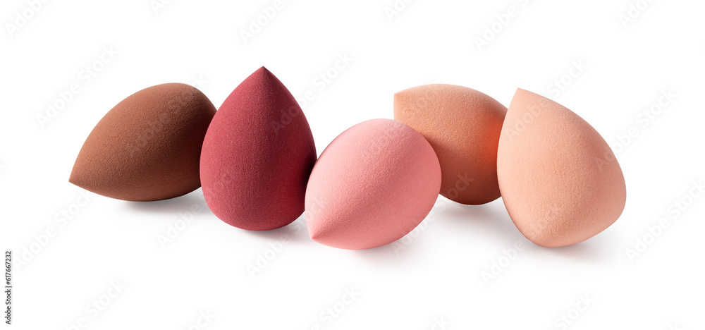 Makeup sponge placed on a white background.