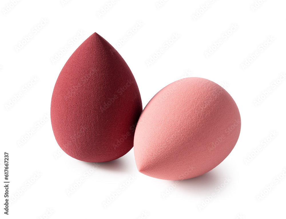 Makeup sponge placed on a white background.