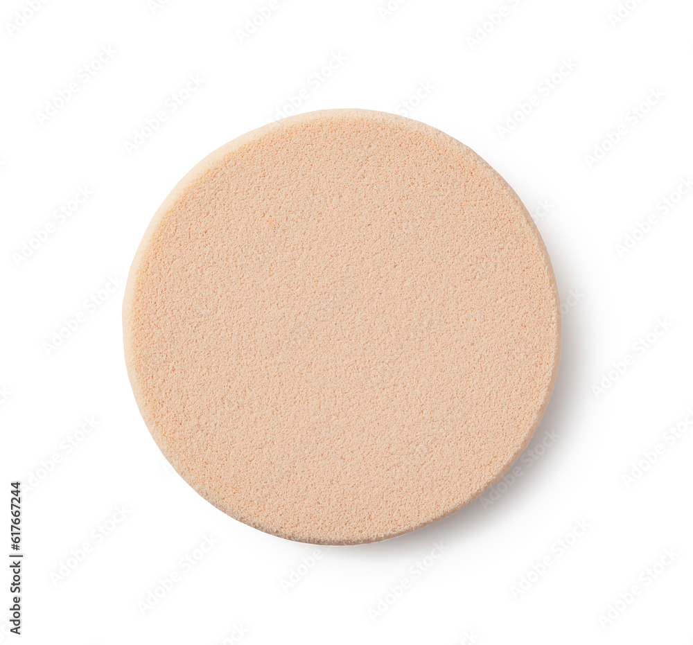 Makeup sponge placed on a white background.