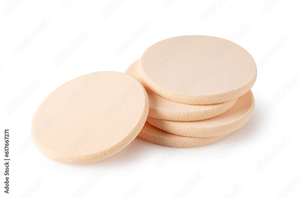 Makeup sponge placed on a white background.