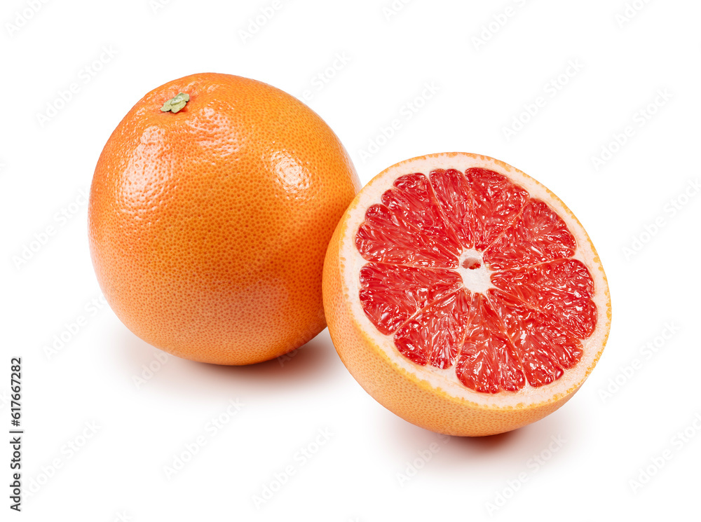 Grapefruit placed against a white background.