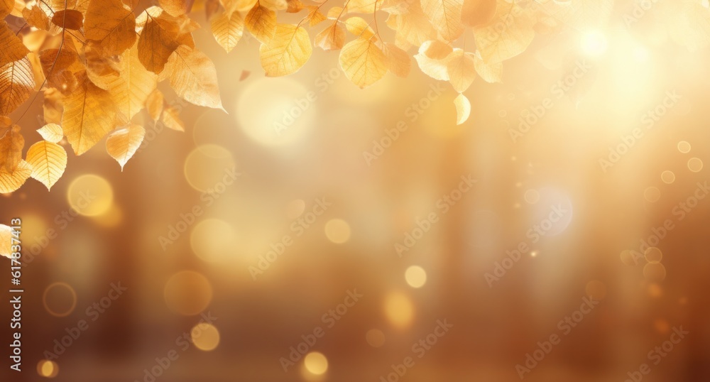 Autumn bokeh background. Illustration AI Generative.