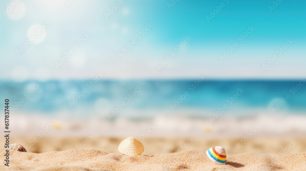 Summer beach and sea background. Illustration AI Generative.