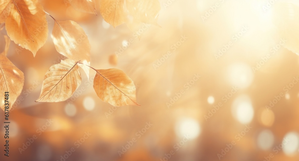 Autumn bokeh background. Illustration AI Generative.