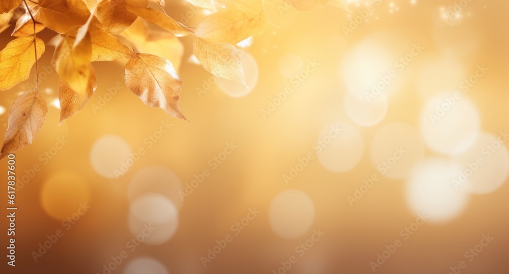 Autumn bokeh background. Illustration AI Generative.