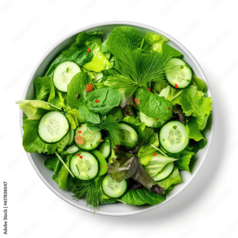 Green vegan salad isolated. Illustration AI Generative.