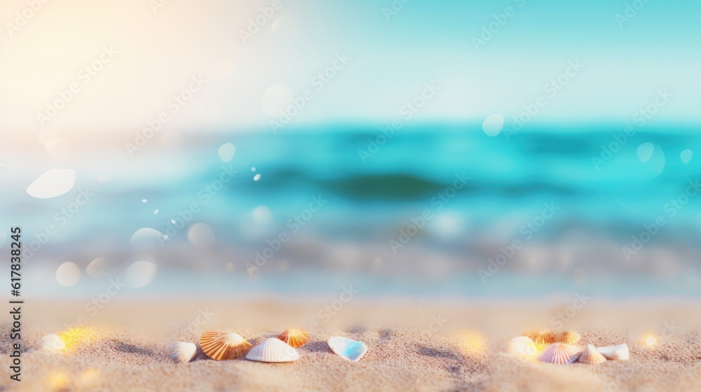 Summer beach and sea background. Illustration AI Generative.