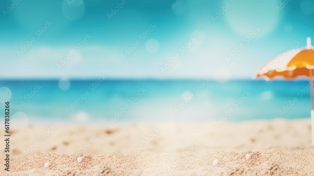 Summer beach and sea background. Illustration AI Generative.