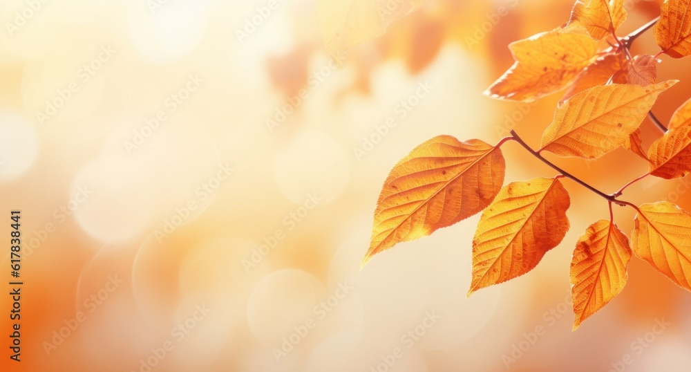 Autumn bokeh background. Illustration AI Generative.