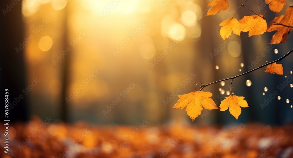 Autumn bokeh background. Illustration AI Generative.