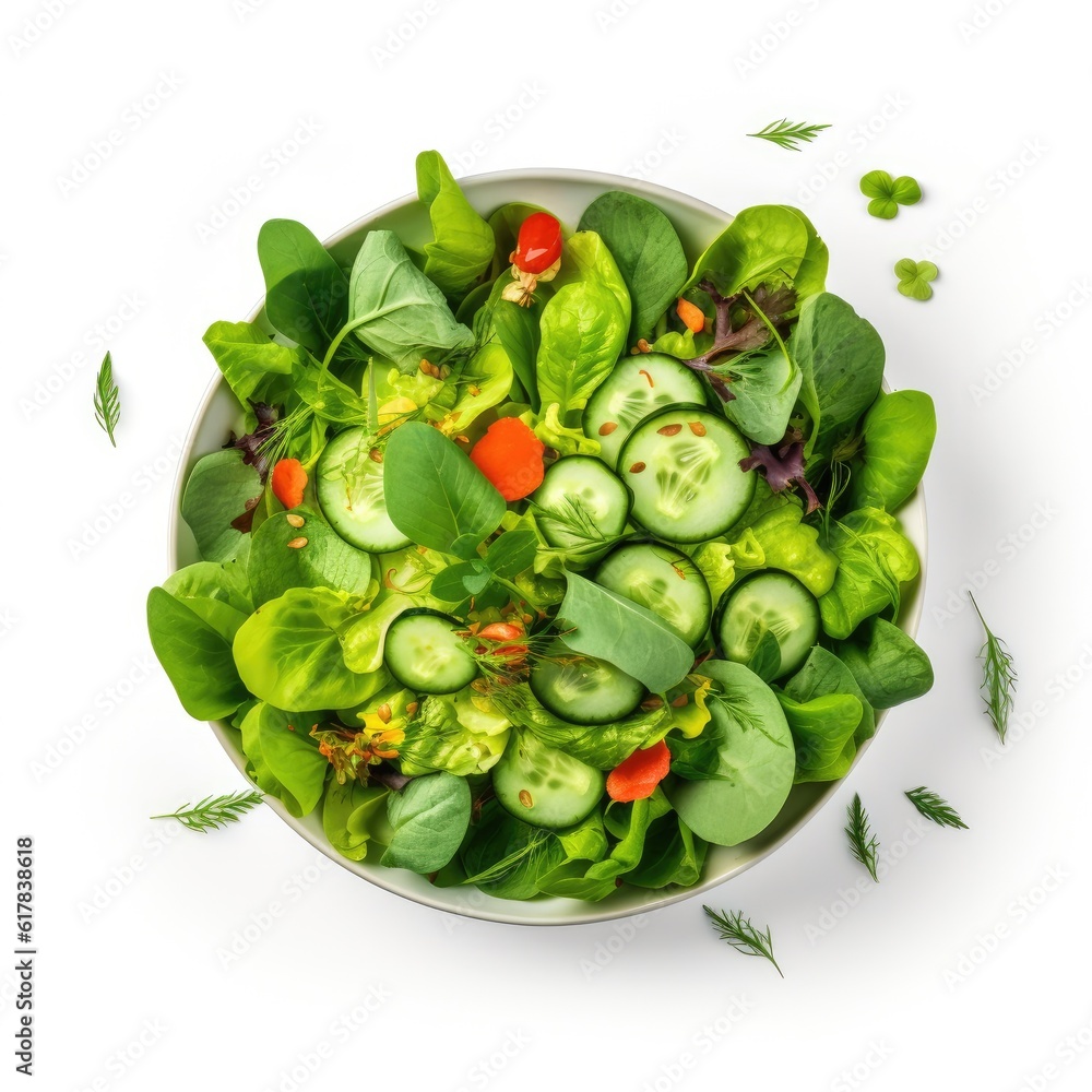 Green vegan salad isolated. Illustration AI Generative.