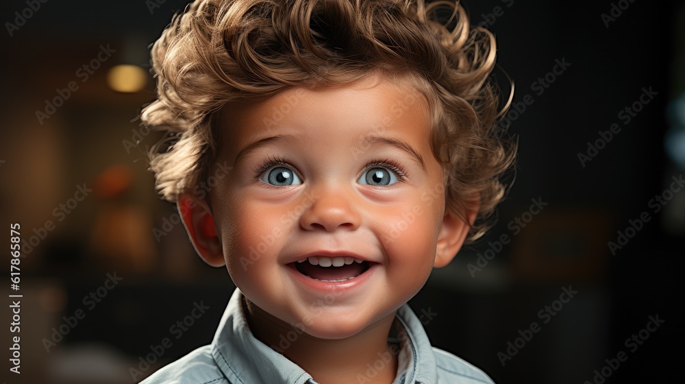 Close up of little boy laughing.