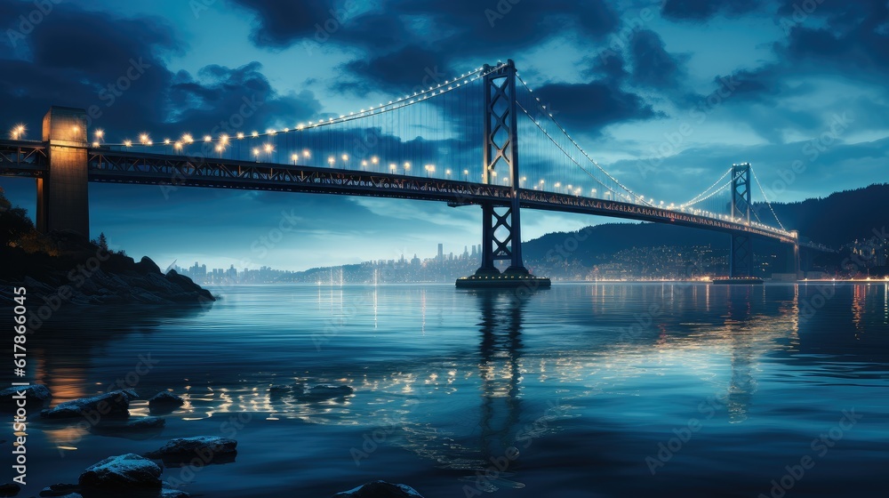 bay bridge at night, Classic view of San Francisco Bay Bridge.