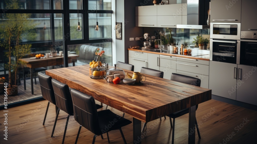 Modern apartment kitchen room in new luxury home.