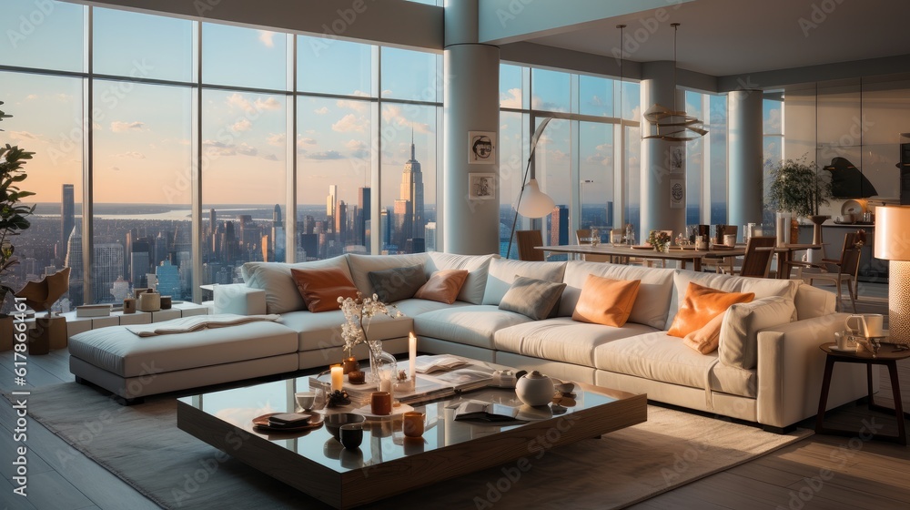 Beautiful living room interior in new luxury home.