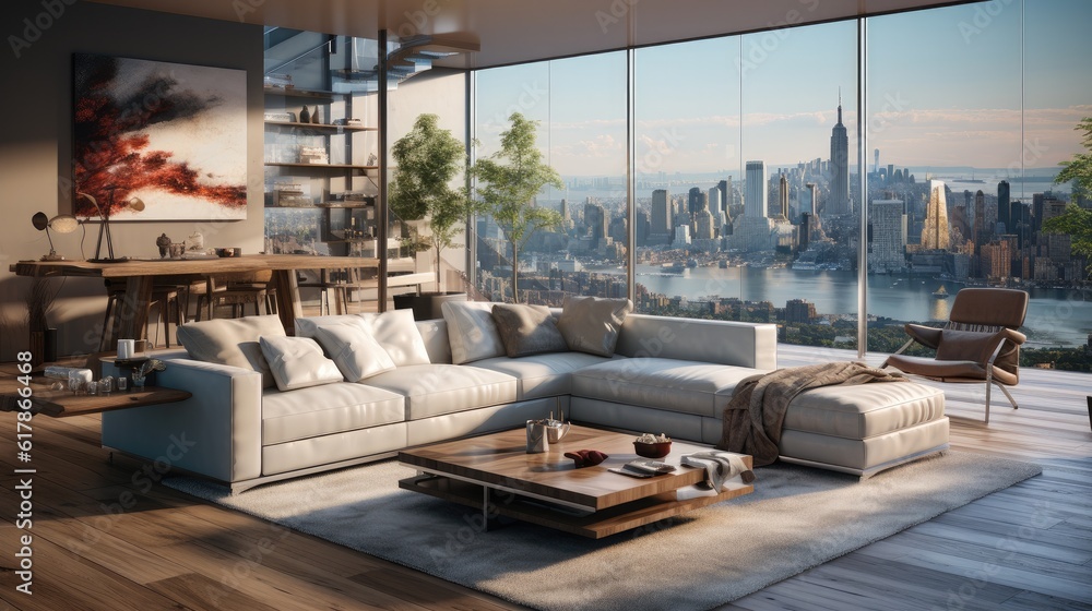 Beautiful living room interior in new luxury home.