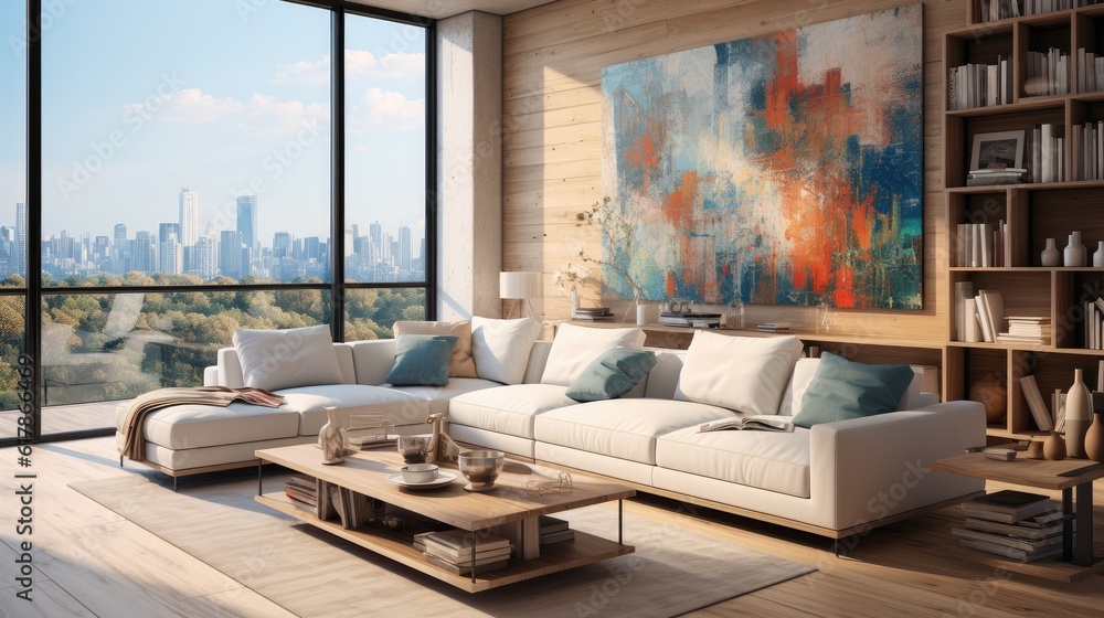 Beautiful living room interior in new luxury home.