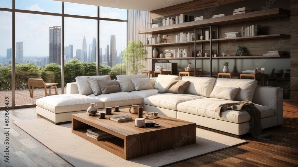 Beautiful living room interior in new luxury home.