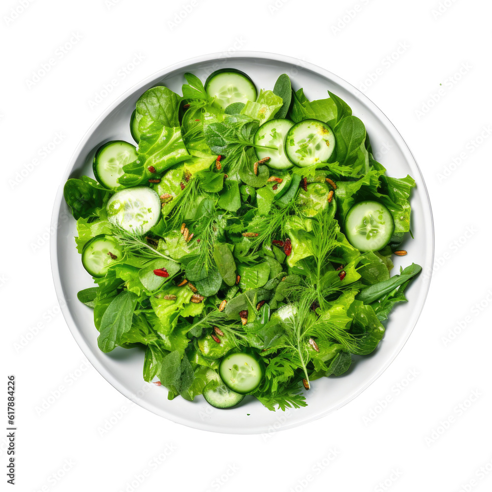 Green vegan salad isolated. Illustration AI Generative.