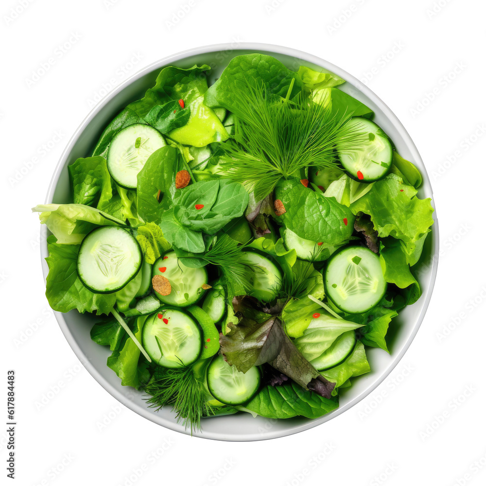 Green vegan salad isolated. Illustration AI Generative.