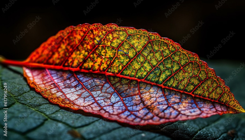 Vibrant leaf pattern showcases beauty in nature organic growth generated by AI