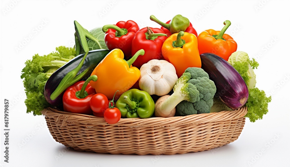 set of different fruits and vegetables on white background