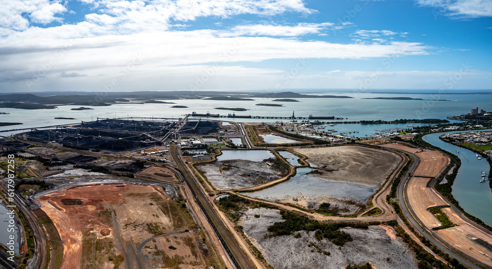 Aerial view of Gladstone harbour, Queensland, Australia.