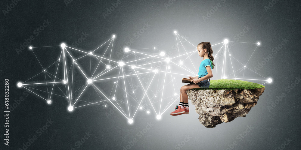 Idea of children Internet communication or online playing and electronic education