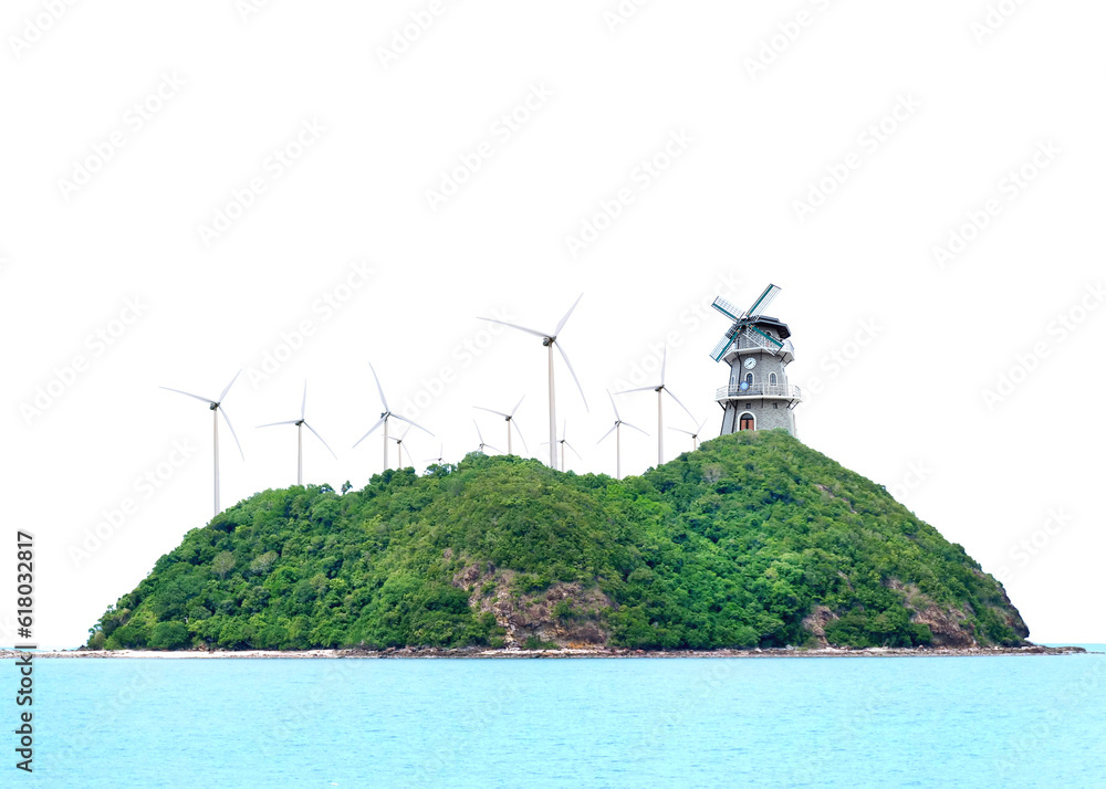 lighthouse windmill on transparent background (png)