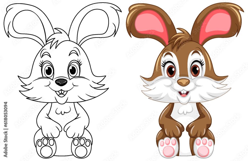 Coloring Page Outline of Cute Rabbit