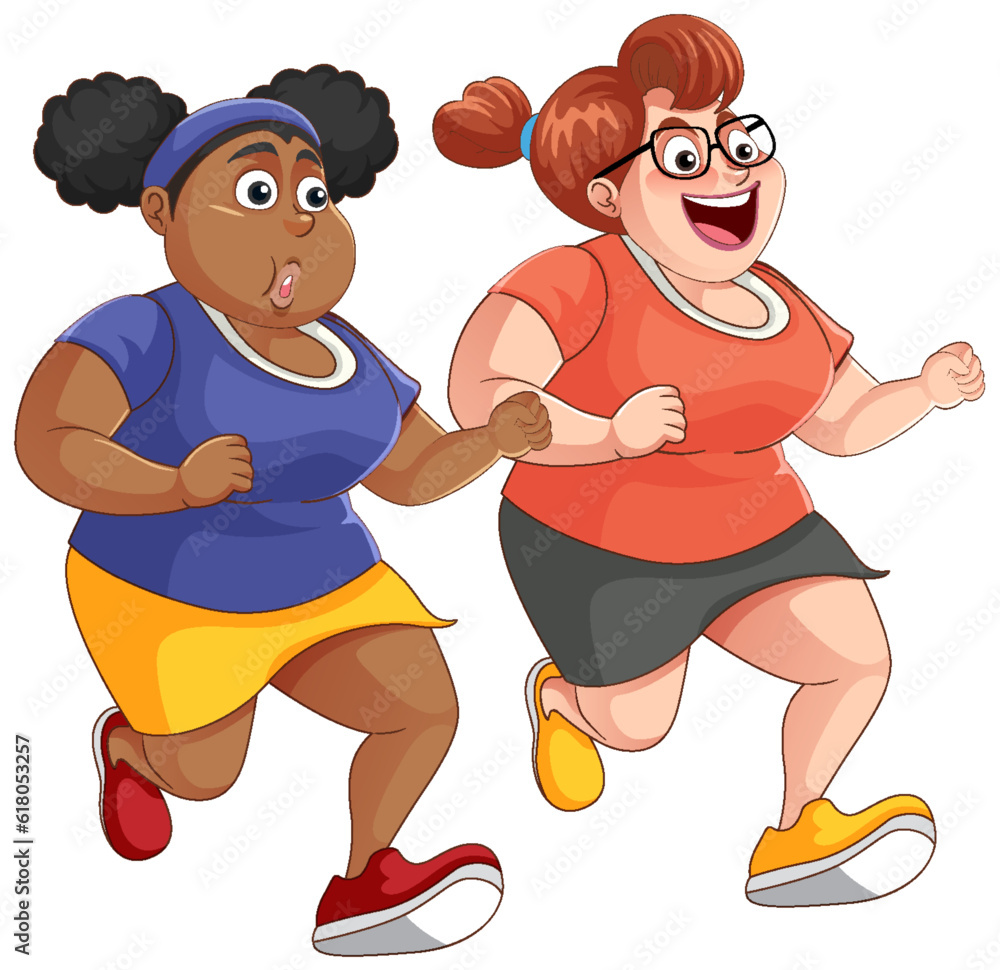 Two Chubby Women Running Together