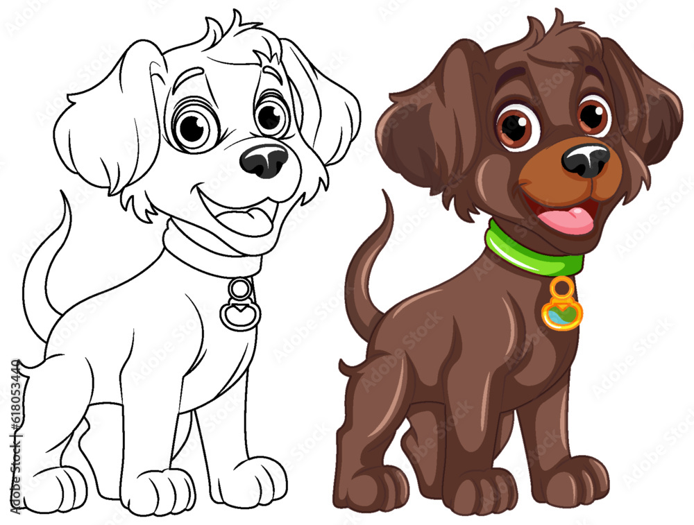 Coloring page outline of cute dog