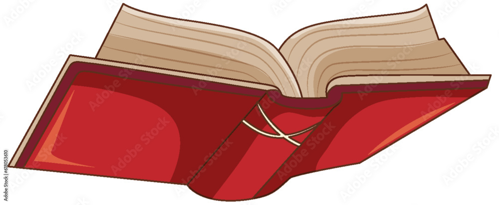 Isolated red open book cartoon