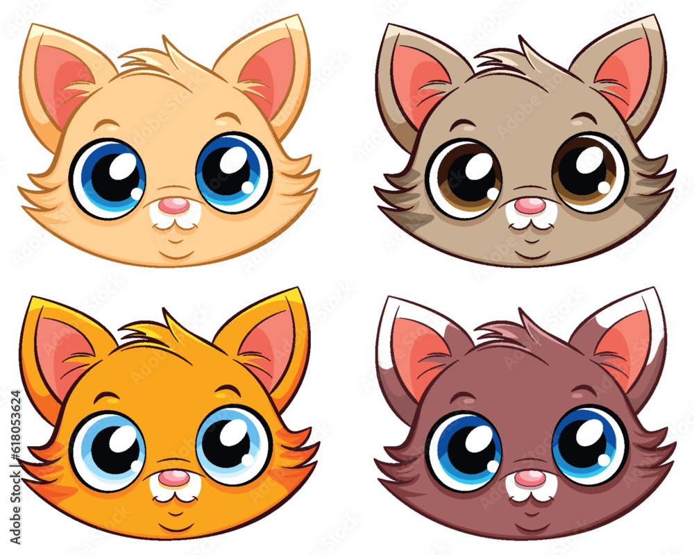 Different of Cats in Cartoon Style