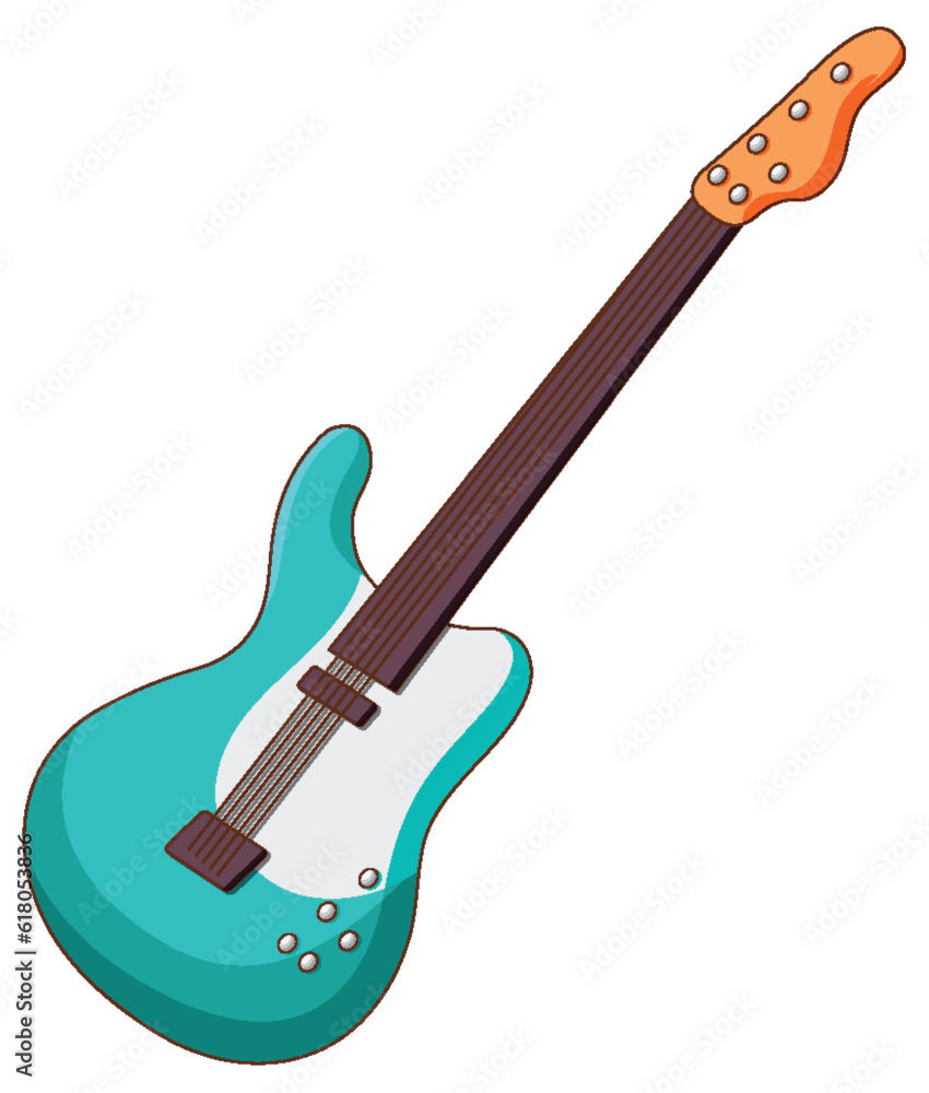 Isolated blue bass guitar musical instrument